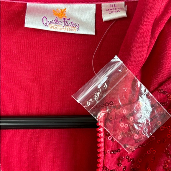 NWT Quacker Factory Long Sleeve Zipper Hoodie Sweater Jacket XL Red A203829 - Picture 5 of 8